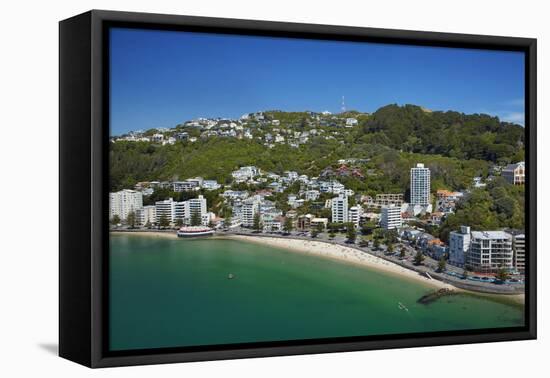 Oriental Bay, and Mt Victoria, Wellington, North Island, New Zealand-David Wall-Framed Premier Image Canvas