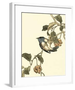 Oriental Bird on Branch III-Vision Studio-Framed Art Print