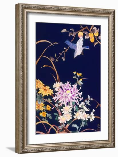 Oriental Flowers and Bird-Haruyo Morita-Framed Art Print