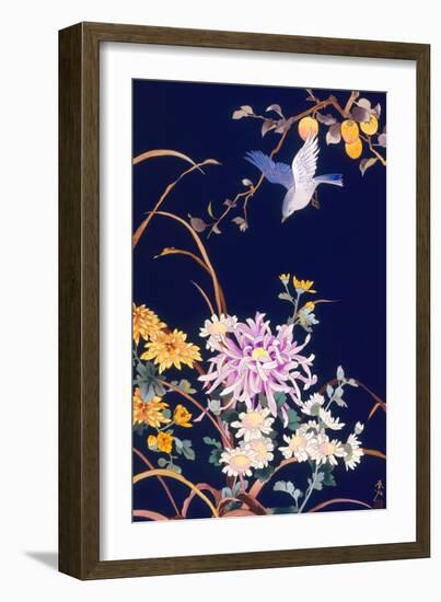 Oriental Flowers and Bird-Haruyo Morita-Framed Art Print