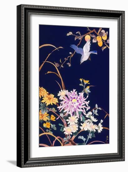 Oriental Flowers and Bird-Haruyo Morita-Framed Art Print