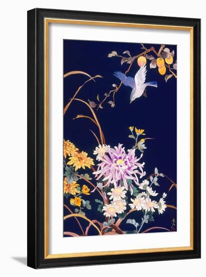 Oriental Flowers and Bird-Haruyo Morita-Framed Art Print