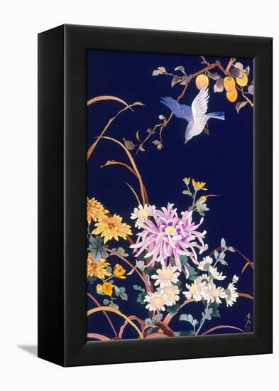 Oriental Flowers and Bird-Haruyo Morita-Framed Stretched Canvas