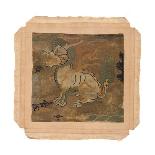 Embroidered Silk Chair Panel II, with White Cranes-Oriental School -Premium Giclee Print