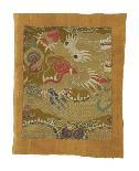 Embroidered Silk Chair Panel I, with White Cranes-Oriental School -Premium Giclee Print