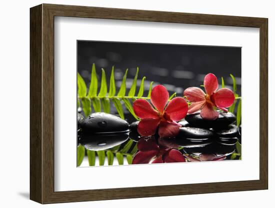 Oriental Spa with Orchid with Candle and Pebbles-crystalfoto-Framed Photographic Print