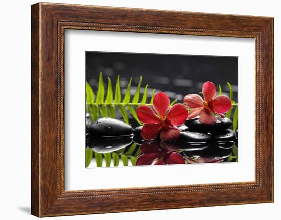 Oriental Spa with Orchid with Candle and Pebbles-crystalfoto-Framed Photographic Print