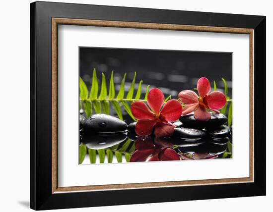 Oriental Spa with Orchid with Candle and Pebbles-crystalfoto-Framed Photographic Print