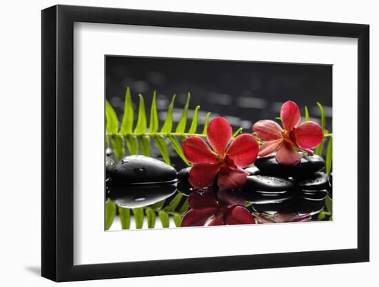 Oriental Spa with Orchid with Candle and Pebbles-crystalfoto-Framed Photographic Print