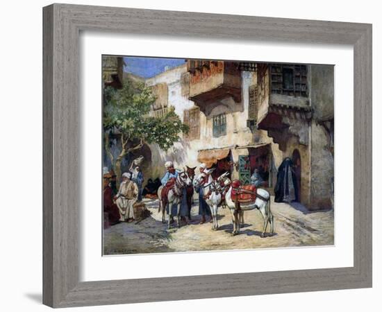 Oriental Street with Donkeys-Frederick Arthur Bridgman-Framed Giclee Print