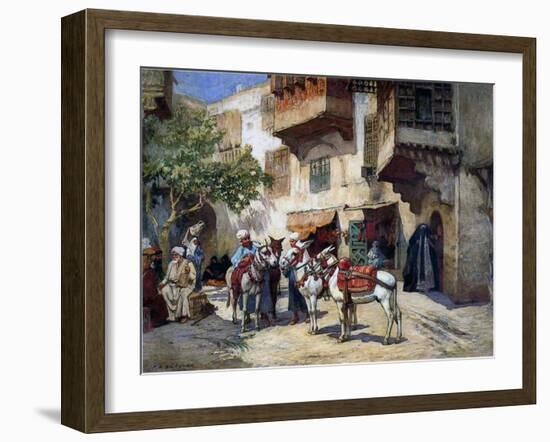 Oriental Street with Donkeys-Frederick Arthur Bridgman-Framed Giclee Print