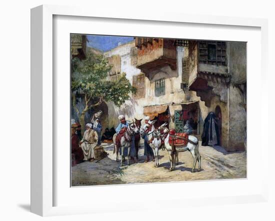 Oriental Street with Donkeys-Frederick Arthur Bridgman-Framed Giclee Print