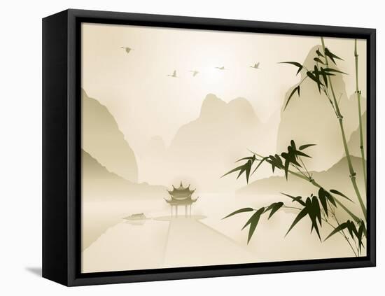 Oriental Style Painting, Bamboo in Tranquil Scene-ori-artiste-Framed Premier Image Canvas