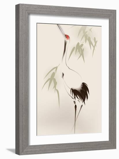 Oriental Style Painting, Red-Crowned Crane-ori-artiste-Framed Art Print