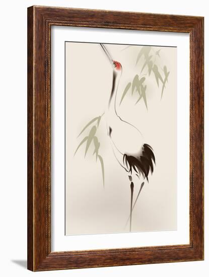 Oriental Style Painting, Red-Crowned Crane-ori-artiste-Framed Art Print