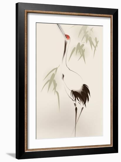 Oriental Style Painting, Red-Crowned Crane-ori-artiste-Framed Art Print