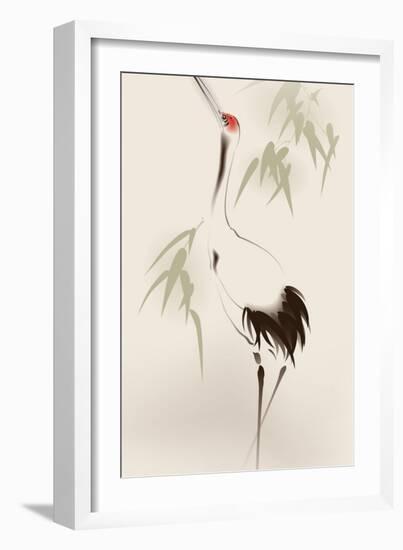 Oriental Style Painting, Red-Crowned Crane-ori-artiste-Framed Art Print