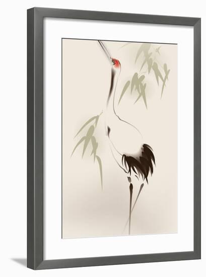 Oriental Style Painting, Red-Crowned Crane-ori-artiste-Framed Art Print