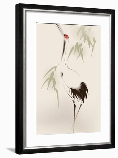 Oriental Style Painting, Red-Crowned Crane-ori-artiste-Framed Art Print