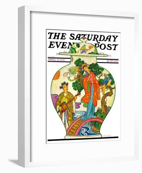 "Oriental Vase," Saturday Evening Post Cover, April 5, 1930-Henry Soulen-Framed Premium Giclee Print