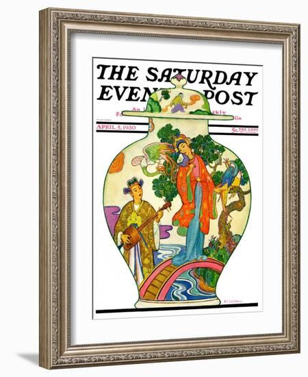 "Oriental Vase," Saturday Evening Post Cover, April 5, 1930-Henry Soulen-Framed Giclee Print