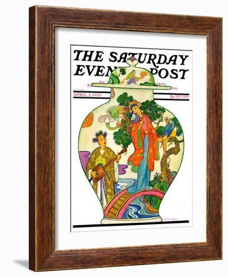 "Oriental Vase," Saturday Evening Post Cover, April 5, 1930-Henry Soulen-Framed Giclee Print
