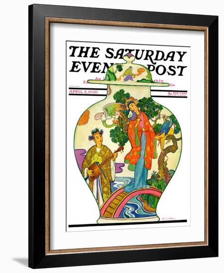 "Oriental Vase," Saturday Evening Post Cover, April 5, 1930-Henry Soulen-Framed Giclee Print