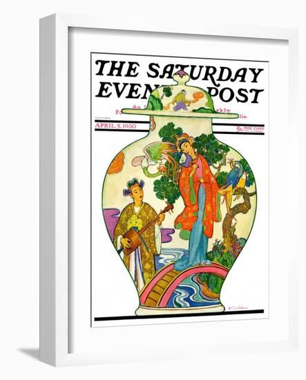 "Oriental Vase," Saturday Evening Post Cover, April 5, 1930-Henry Soulen-Framed Giclee Print