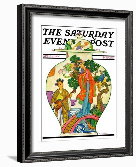 "Oriental Vase," Saturday Evening Post Cover, April 5, 1930-Henry Soulen-Framed Giclee Print