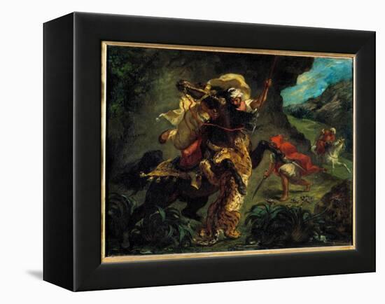 Orientalism: “” the Tiger Hunt”” Painting by Eugene Delacroix (1798-1863) 1854 Sun. 0,73X0,92 M Par-Ferdinand Victor Eugene Delacroix-Framed Premier Image Canvas