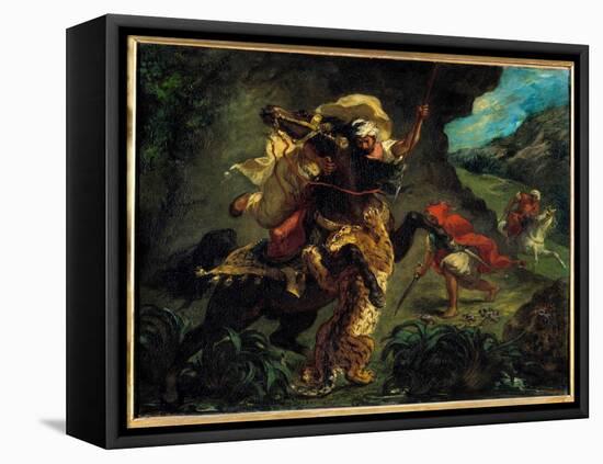 Orientalism: “” the Tiger Hunt”” Painting by Eugene Delacroix (1798-1863) 1854 Sun. 0,73X0,92 M Par-Ferdinand Victor Eugene Delacroix-Framed Premier Image Canvas