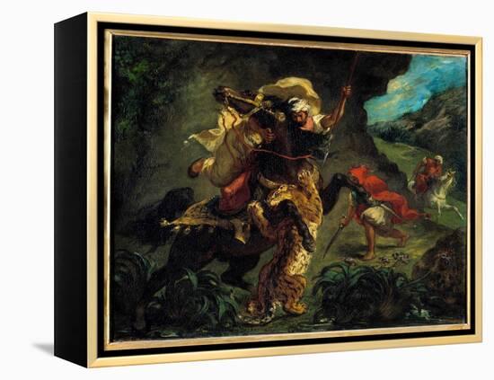 Orientalism: “” the Tiger Hunt”” Painting by Eugene Delacroix (1798-1863) 1854 Sun. 0,73X0,92 M Par-Ferdinand Victor Eugene Delacroix-Framed Premier Image Canvas