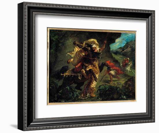 Orientalism: “” the Tiger Hunt”” Painting by Eugene Delacroix (1798-1863) 1854 Sun. 0,73X0,92 M Par-Ferdinand Victor Eugene Delacroix-Framed Giclee Print