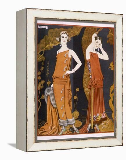 Orientally Inspired Gowns by Worth in Lacquer Reds-Georges Barbier-Framed Premier Image Canvas