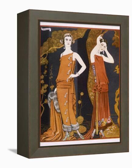 Orientally Inspired Gowns by Worth in Lacquer Reds-Georges Barbier-Framed Premier Image Canvas