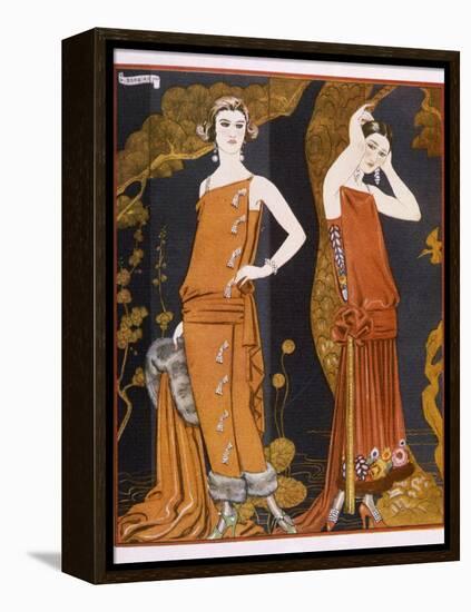 Orientally Inspired Gowns by Worth in Lacquer Reds-Georges Barbier-Framed Premier Image Canvas