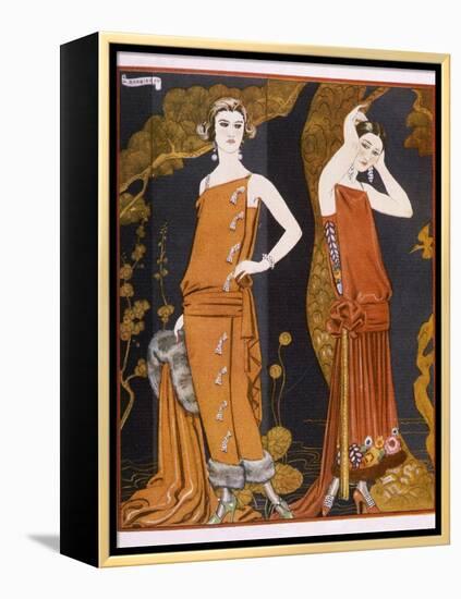 Orientally Inspired Gowns by Worth in Lacquer Reds-Georges Barbier-Framed Premier Image Canvas