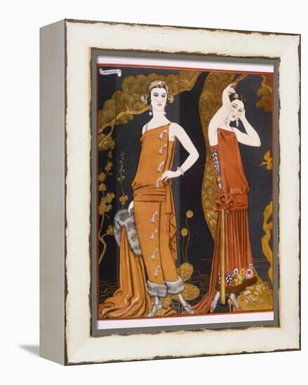 Orientally Inspired Gowns by Worth in Lacquer Reds-Georges Barbier-Framed Premier Image Canvas