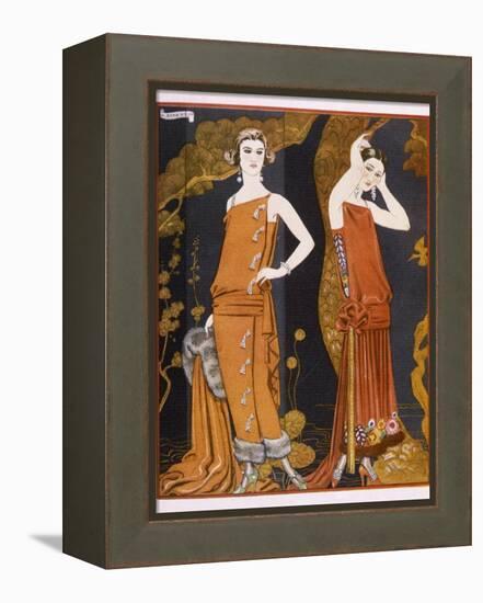 Orientally Inspired Gowns by Worth in Lacquer Reds-Georges Barbier-Framed Premier Image Canvas