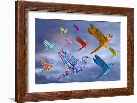 Origami Bird Dreamscape-paul fleet-Framed Art Print