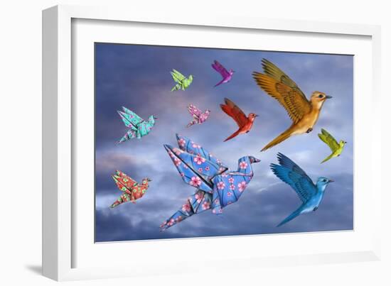 Origami Bird Dreamscape-paul fleet-Framed Art Print