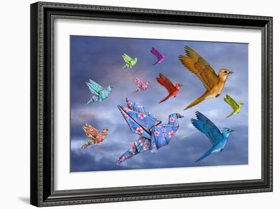 Origami Bird Dreamscape-paul fleet-Framed Art Print