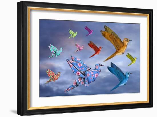 Origami Bird Dreamscape-paul fleet-Framed Art Print