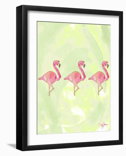 Origami Flamingo Flock-Nola James-Framed Art Print
