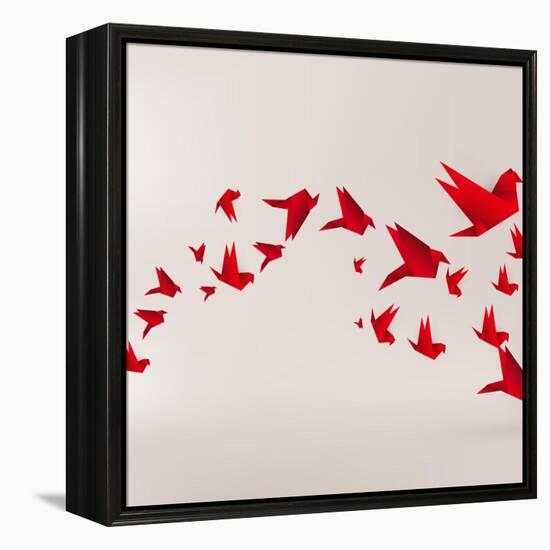 Origami Paper Bird on Abstract Background-Tarchyshnik Andrei-Framed Stretched Canvas