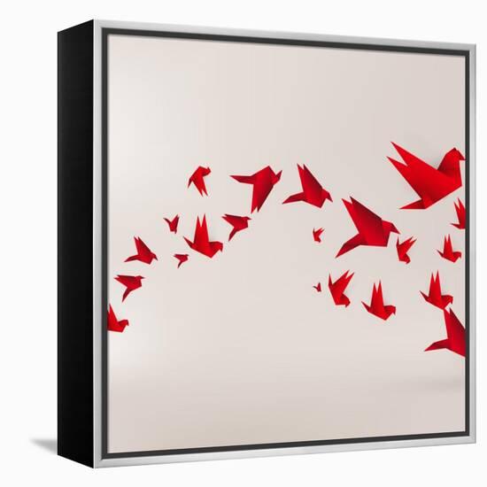 Origami Paper Bird on Abstract Background-Tarchyshnik Andrei-Framed Stretched Canvas