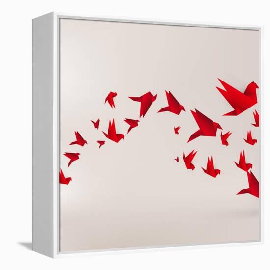 Origami Paper Bird on Abstract Background-Tarchyshnik Andrei-Framed Stretched Canvas