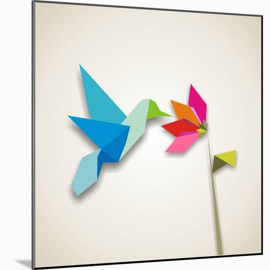 Origami Pastel Colors Hummingbird Vector File Available-Cienpies Design-Mounted Photographic Print