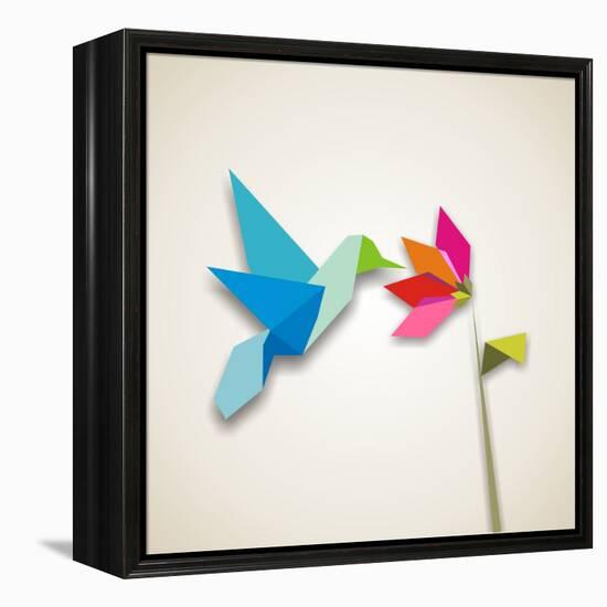 Origami Pastel Colors Hummingbird Vector File Available-Cienpies Design-Framed Premier Image Canvas