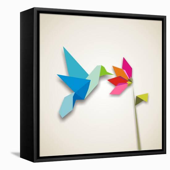 Origami Pastel Colors Hummingbird Vector File Available-Cienpies Design-Framed Premier Image Canvas